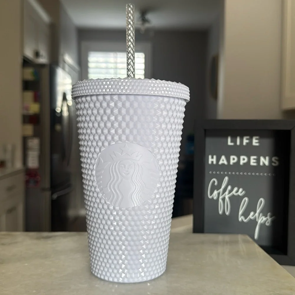 Starbucks Reusable Cold Cup 16 oz White Bling NWT
